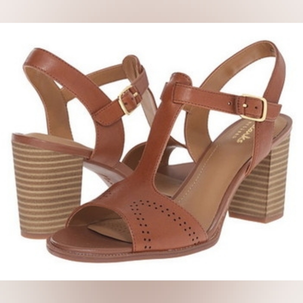 Clarks Ciera Glass Brown Strappy Heeled Sandals nutmeg size 7 New